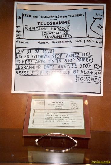 Ein wichtiges Telegram - im Tim&Struppi-Museum