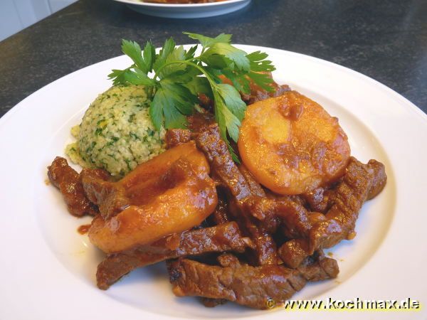 Aprikosencurry mit Rindfleisch