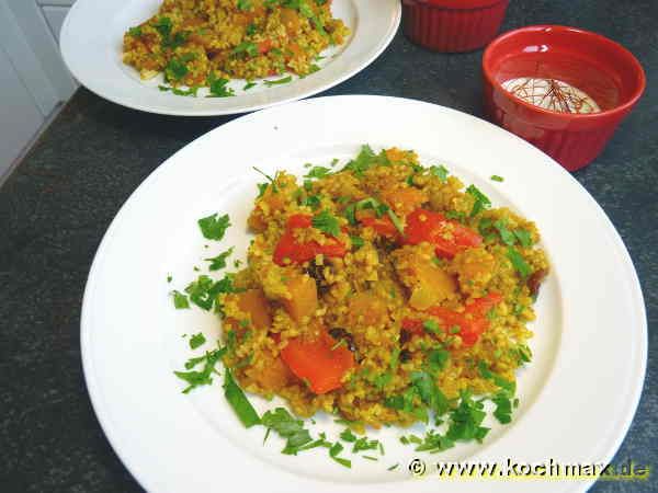 Bulgur mit Kürbis und Sauerkirschen