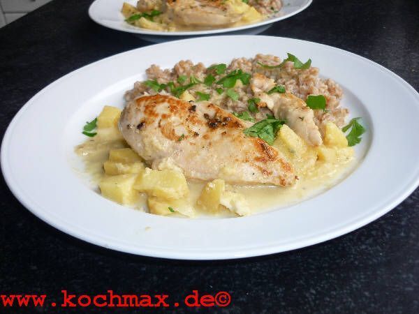 Calvados-Apfel-Sauce zu Perlhuhnbrust