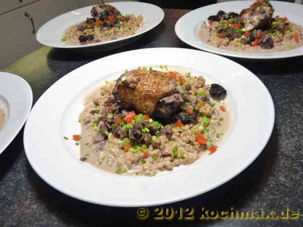 Mariniertes Chardonay-Poulet mit Morcheln