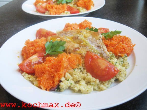 Feines Couscous mit Fischfilet