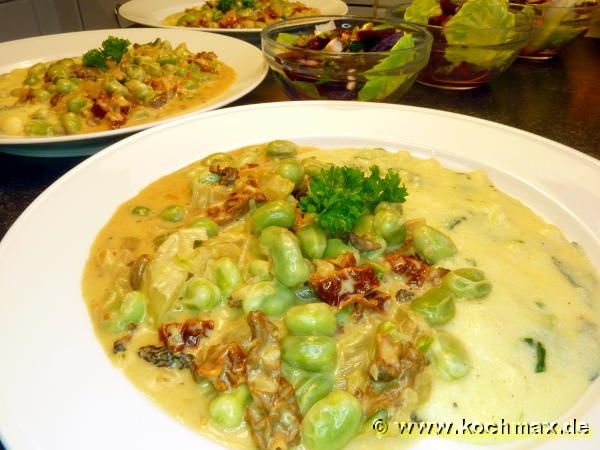 Dicke-Bohnen-Ragout mit Morcheln