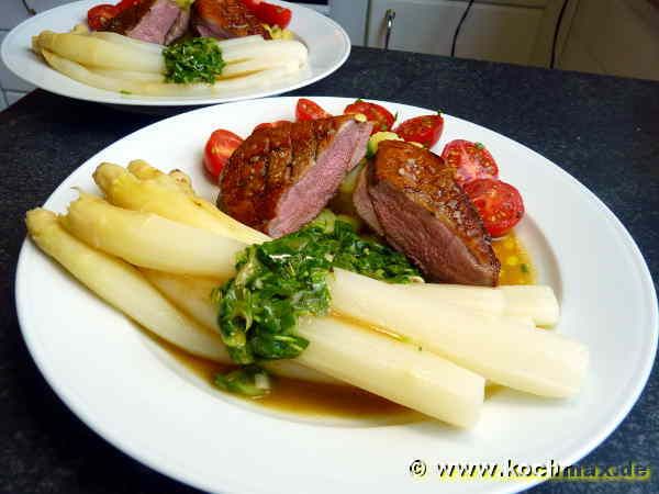 Entenbrust mit Frühlingszwiebel-Vinaigrette