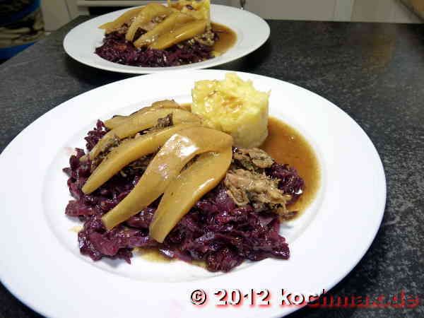 Entenconfit mit Fenchel-Rotkohl-Gemüse