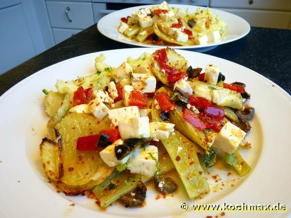 Fenchel mit Schafskäse und Oliven