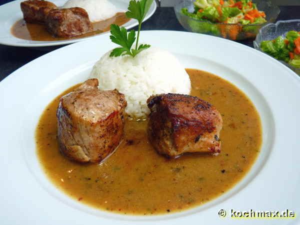 Schweinefilet in Cognac-Pfeffer-Rahm