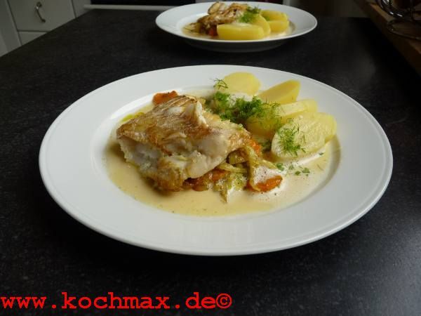 Fisch mit Currygemüse und Pastis-Sauce