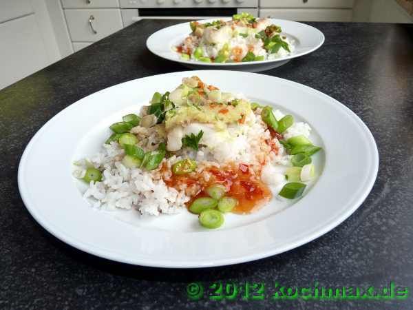 Gedämpfte Fischfilets mit Ingwer und Chili