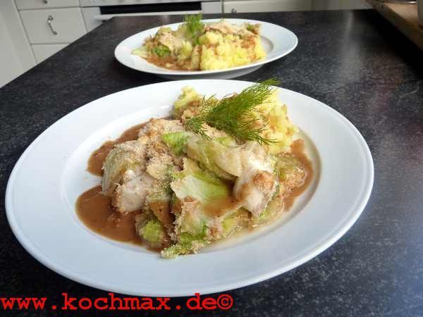 Fischgratin mit Sherrysauce