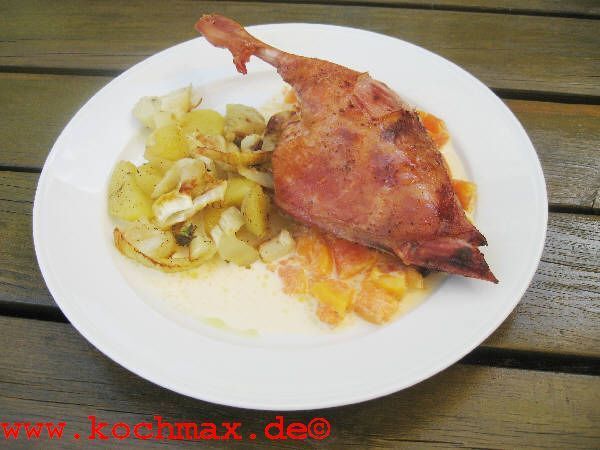 Gegrillte Entenkeulen mit Papayasauce