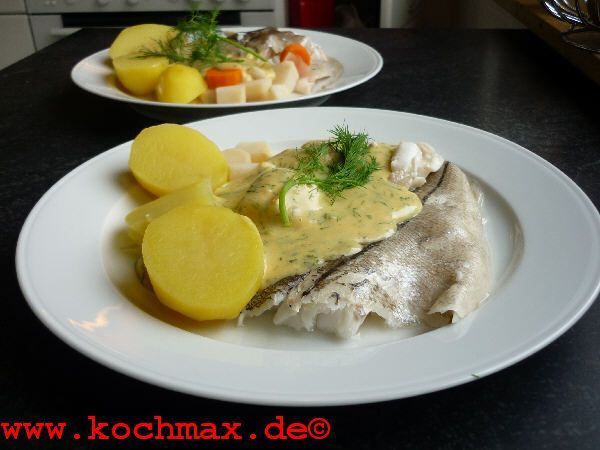 Gekochter Schellfisch mit Senfsauce