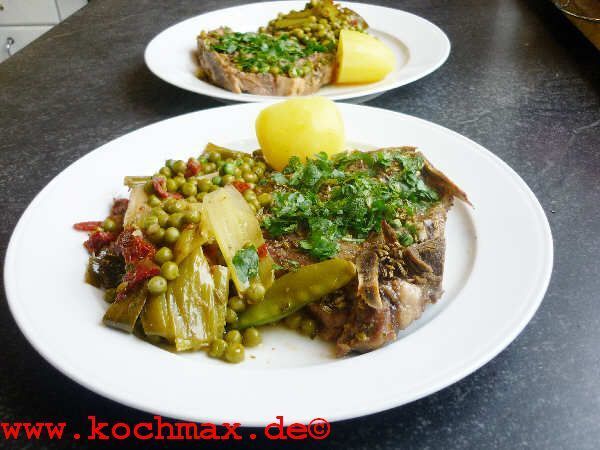 kochmax.de - Geschmorte Schweinekoteletts mit Erbsen