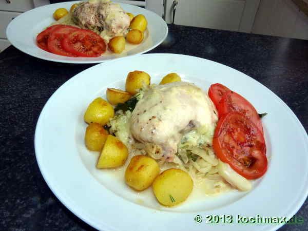 Hähnchenbrust mit Kohl aus der Folie