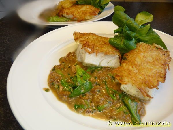 Kabeljaumedaillons mit Kartoffelkruste