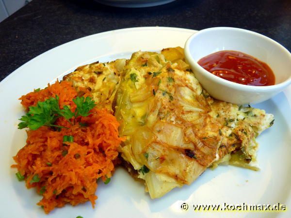 Kartoffeltortilla mit Kohlstreifen