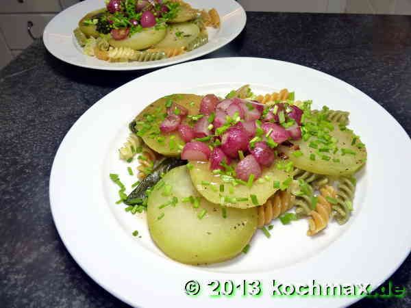 Gedünstete Kohlrabi mit Gebratenen Radieschen