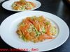 Kritharaki mit Räucherlachs und Garnelen