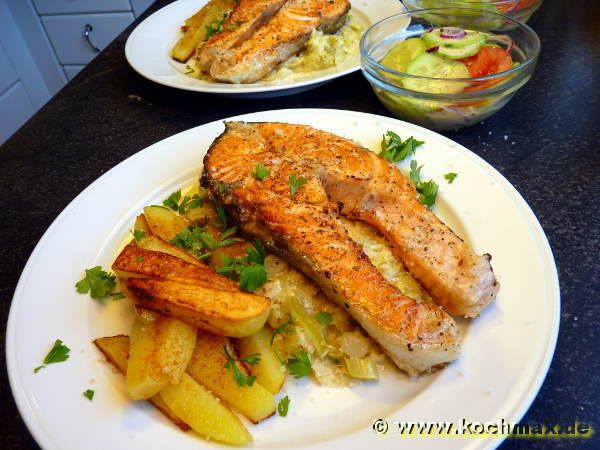 Lachs auf Lauchsauce