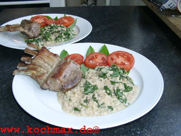 Lammkarree mit Graupen-Risotto