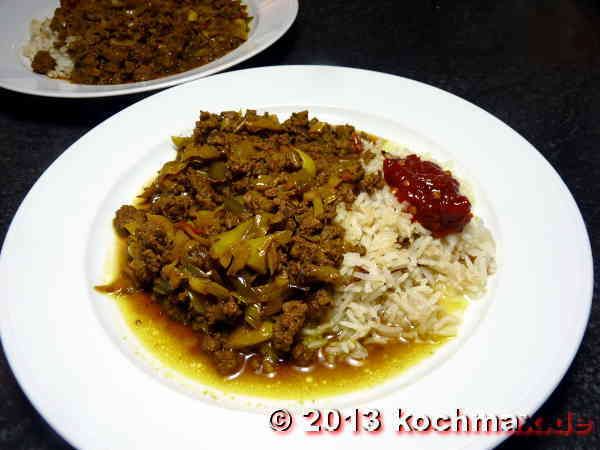 Lauch-Hackfleisch aus dem Wok