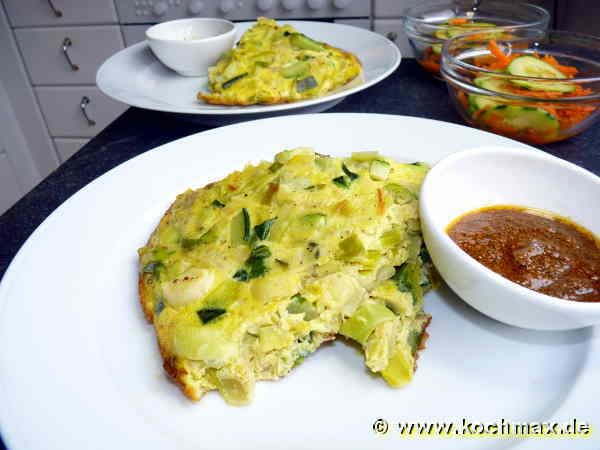 Lauch-Zucchini-Käse-Frittata