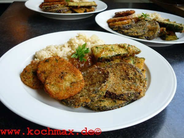 Panierte Gemüseschnitzel mit Limettenbutter