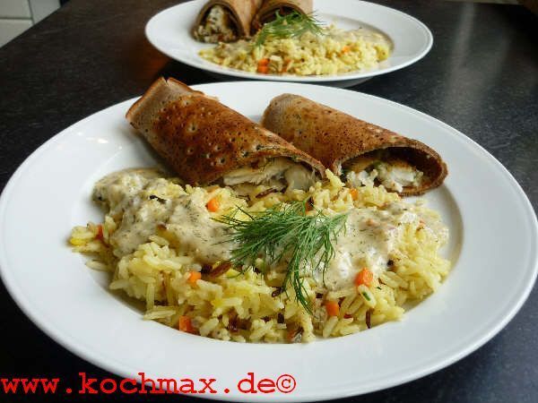 Pfannkuchen mit Fisch