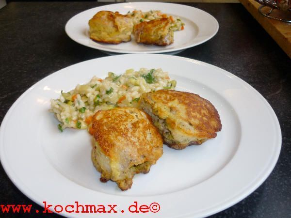 Piccata von gefüllten Schweinefilets auf Rucola-Gemüs ...