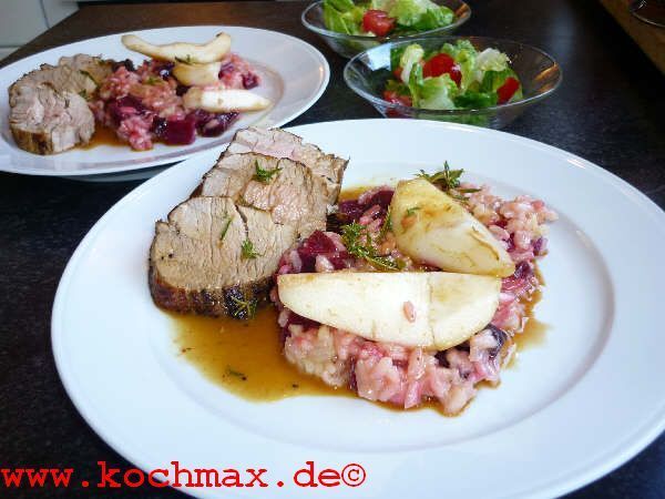 Rote-Bete-Risotto mit Birne