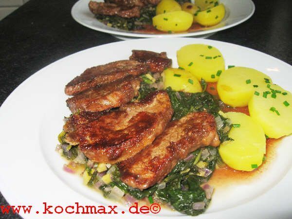 Schweinefilet mit Ingwer-Spinat