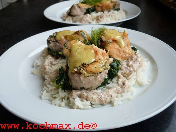 Schweinelende mit Lachs auf Südsee-Art