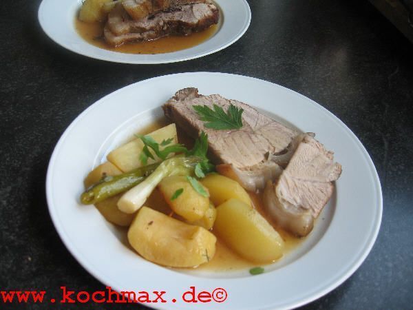 Schweineschulter mit Cidre-Kartoffeln