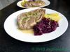 Schweinekoteletts mit Senfsauce und Rotkohl