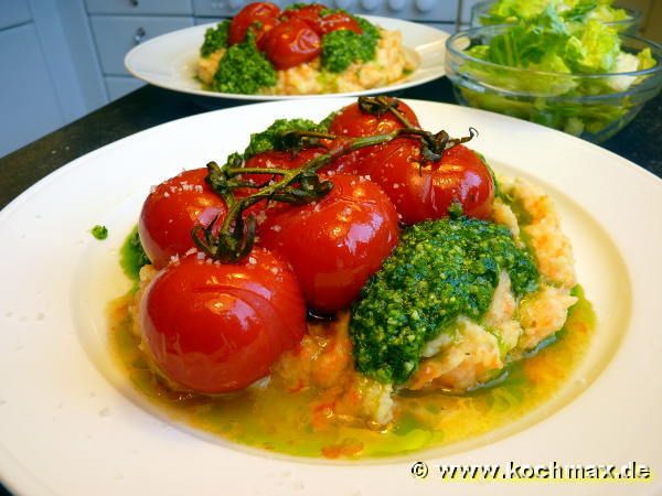 Sellerie-Kartoffel-Püree mit Bärlauchpesto und geschm ...