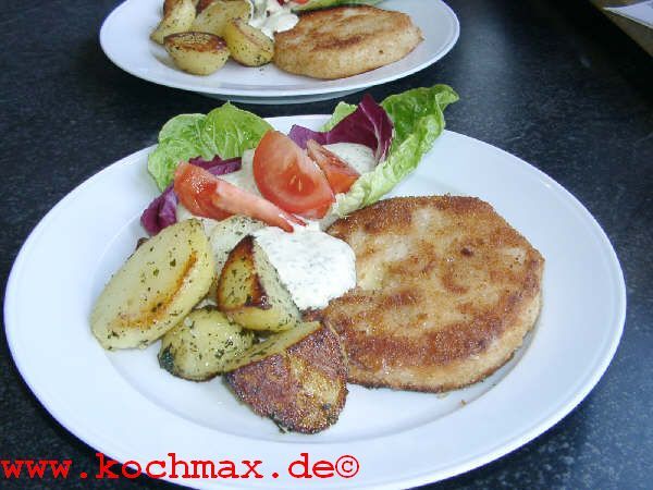 Sellerieschnitzel mit Kräuterrahm