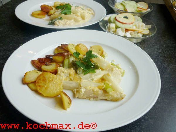 Spargel-Gratin mit Schollenfilet