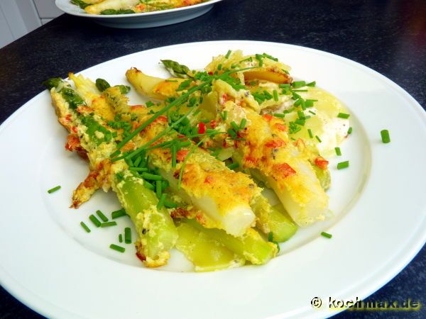 Spargelgratin mit Chilihollandaise