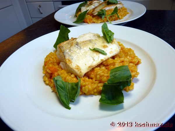 Zander mit Möhren-Risotto